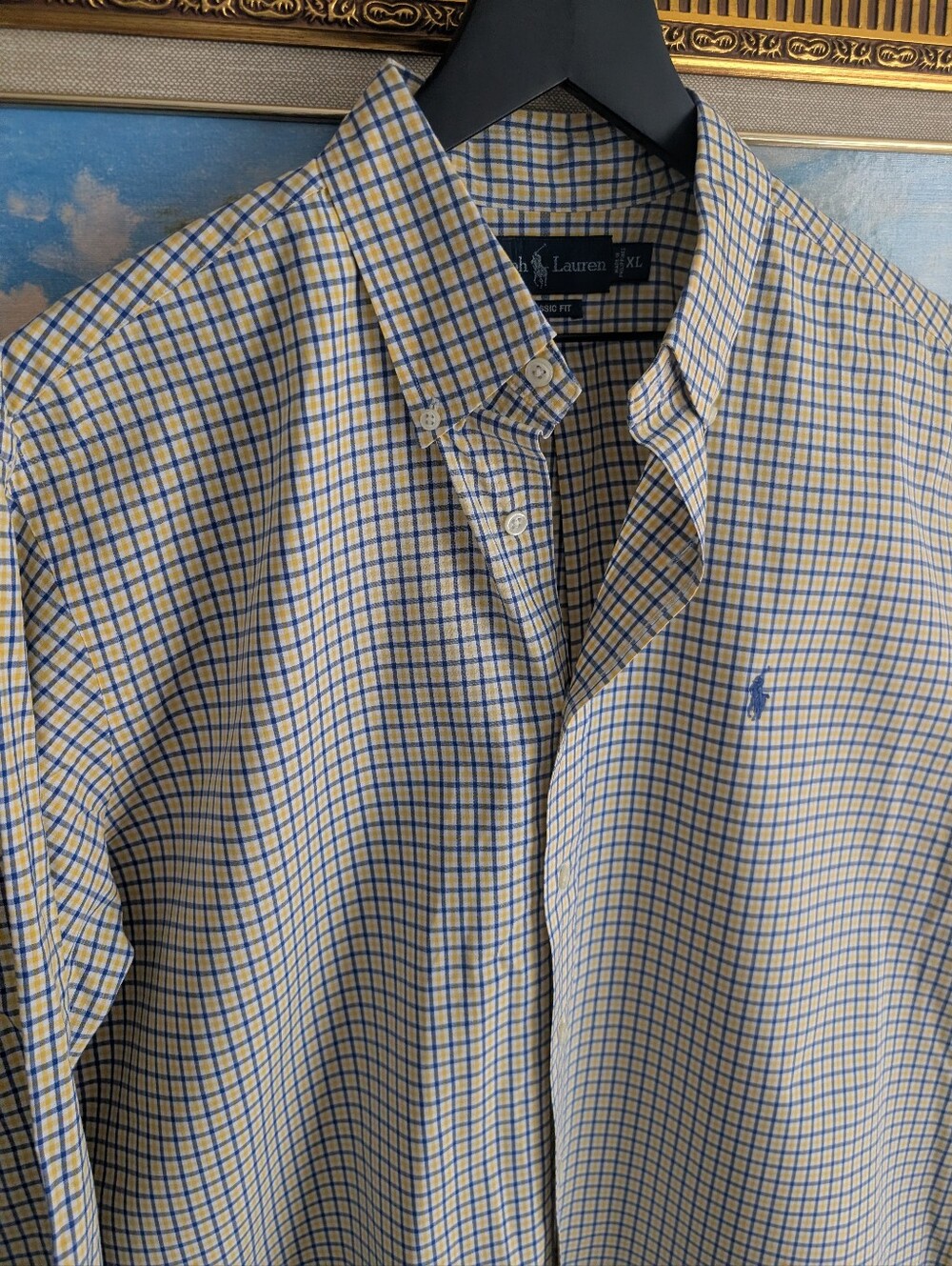 Ralph Lauren Blue and Yellow Checked Button-Down Shirt
